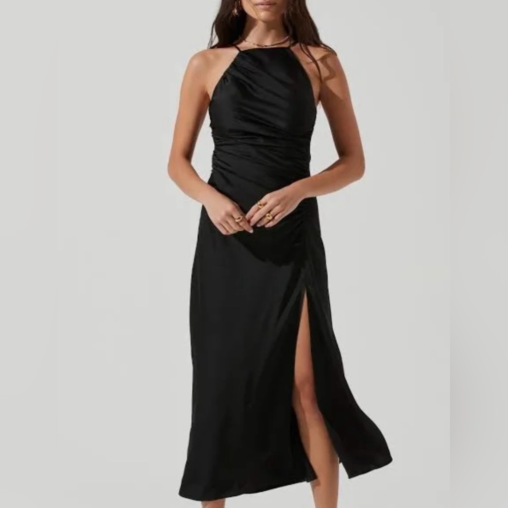 ASTR The Label Halter Neck Satin Maxi Dress